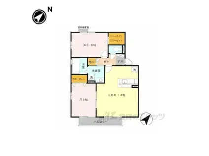 リビングタウン高山台D棟(2LDK/2階)の間取り写真