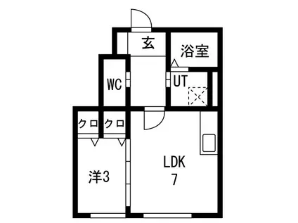 東仙台アパートウエスト(1LDK/1階)の間取り写真