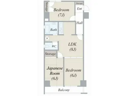 麻布十番レジデンス(3LDK/6階)の間取り写真