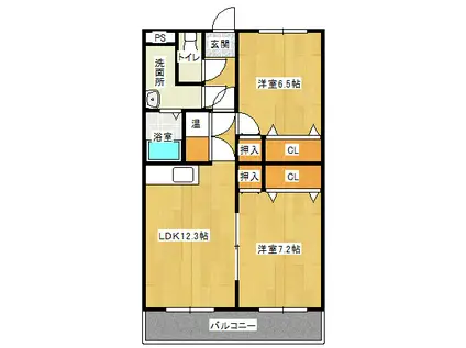 フォレストコート博物館前(2LDK/6階)の間取り写真