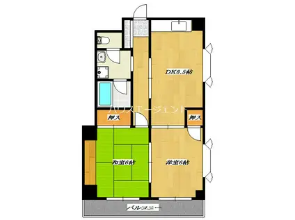 大高ハイツ(2DK/2階)の間取り写真