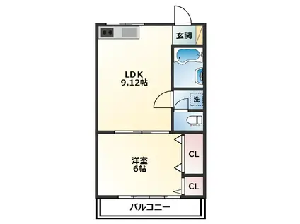 やよい荘A棟(1LDK/2階)の間取り写真