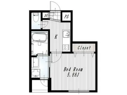 CRESTPALACEAKABANE(1K/4階)の間取り写真