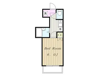 リアン読売ランド(1K/2階)の間取り写真