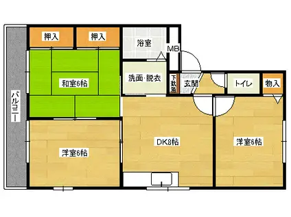 セジュール藤井(3DK/2階)の間取り写真