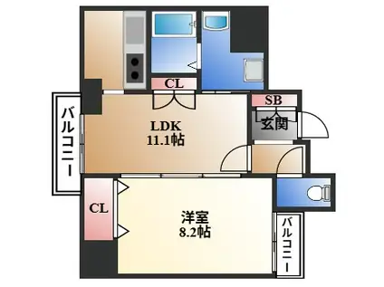 山八第6ビル(1LDK/6階)の間取り写真