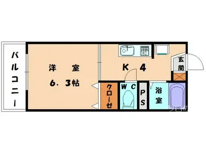 セフィラ和白(1K/1階)の間取り写真