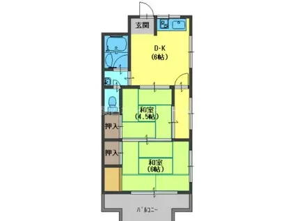 田村グリーンハイツ(2DK/3階)の間取り写真