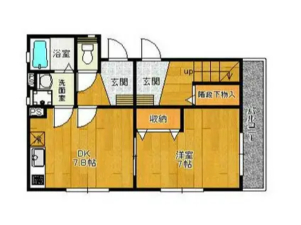 メープルハウス(1DK/2階)の間取り写真