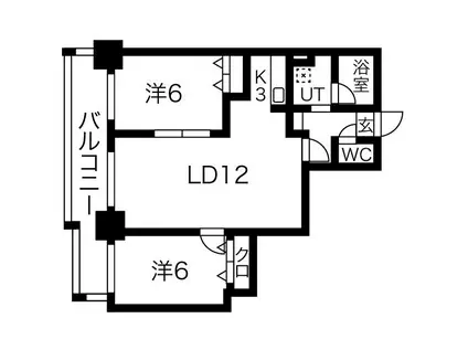 ノヴァシャトン平岸(2LDK/9階)の間取り写真