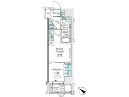ベルファース人形町(1DK/9階)の間取り写真