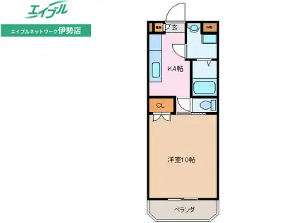 コーポアイリス(1K/1階)の間取り写真