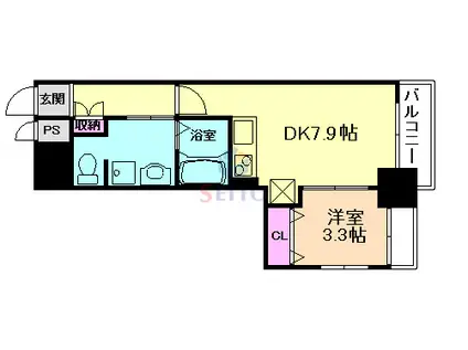 KS SQUARE ESAKA(1DK/3階)の間取り写真