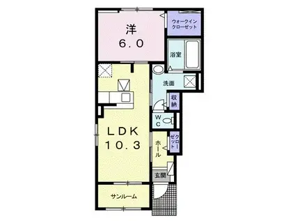 ゼフィランサス(1LDK/1階)の間取り写真