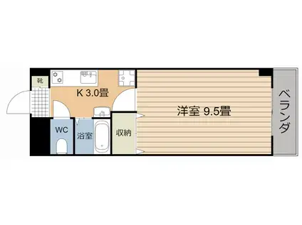 グレードハイム唐湊(1K/3階)の間取り写真