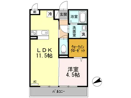 ウィステリアー新川3丁目-(1LDK/3階)の間取り写真