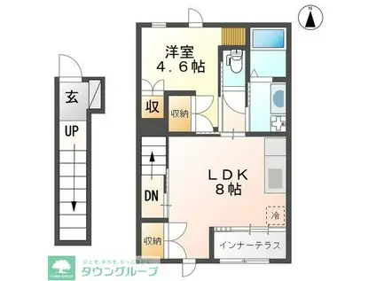 東武野田線 運河駅 徒歩3分 2階建 築4年(1LDK/2階)の間取り写真