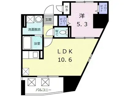 グランドルチェ白山(1LDK/8階)の間取り写真