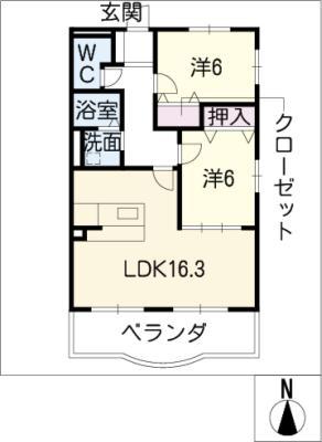 フォレストパークDIO(2LDK/1階)の間取り写真