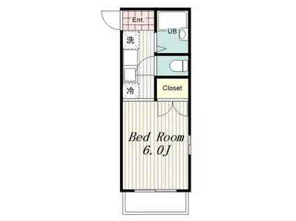 ブルーベル南大沢(1K/1階)の間取り写真