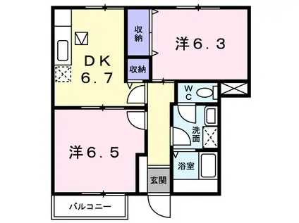 アルテール弐番館(2DK/1階)の間取り写真