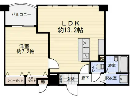 二宮ロイヤルハイツ2(1LDK/2階)の間取り写真