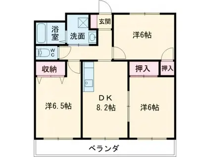 メゾンアルウェットI(3DK/1階)の間取り写真