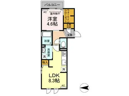 ROCKA(1LDK/2階)の間取り写真