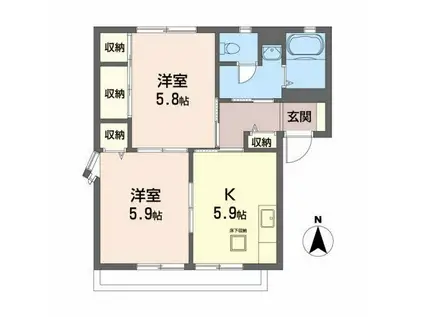 サンヒルズ菊田(2K/1階)の間取り写真