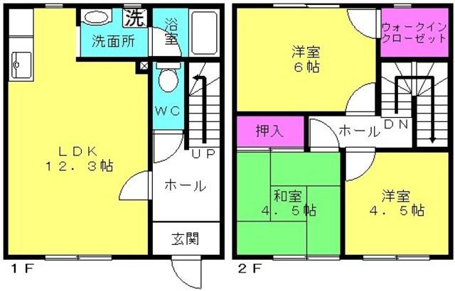 メゾネット土山C(3LDK/1階)の間取り写真