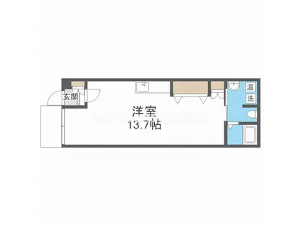 北通ハイツ(ワンルーム/1階)の間取り写真