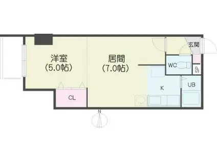 パークヒルズ中央411(1DK/10階)の間取り写真