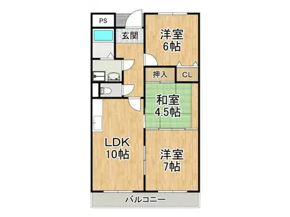 グランドール木下(3LDK/4階)の間取り写真