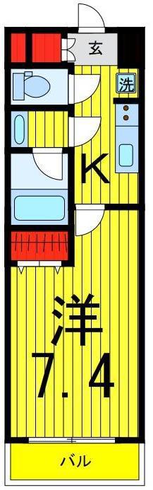 ユリカロゼ西新井(1K/3階)の間取り写真