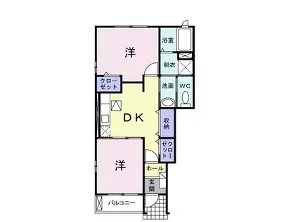 スカイハイツ21(2DK/1階)の間取り写真