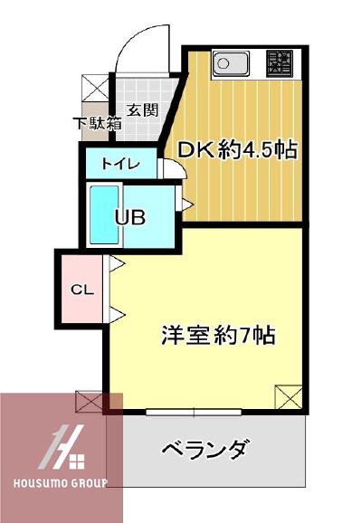 ティアラ港(1DK/3階)の間取り写真