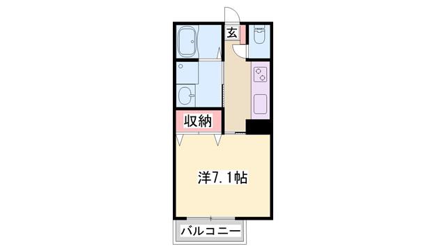 ロイヤルハイツ上本町(1K/2階)の間取り写真