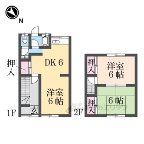 里中荘(3DK/1階)の間取り写真