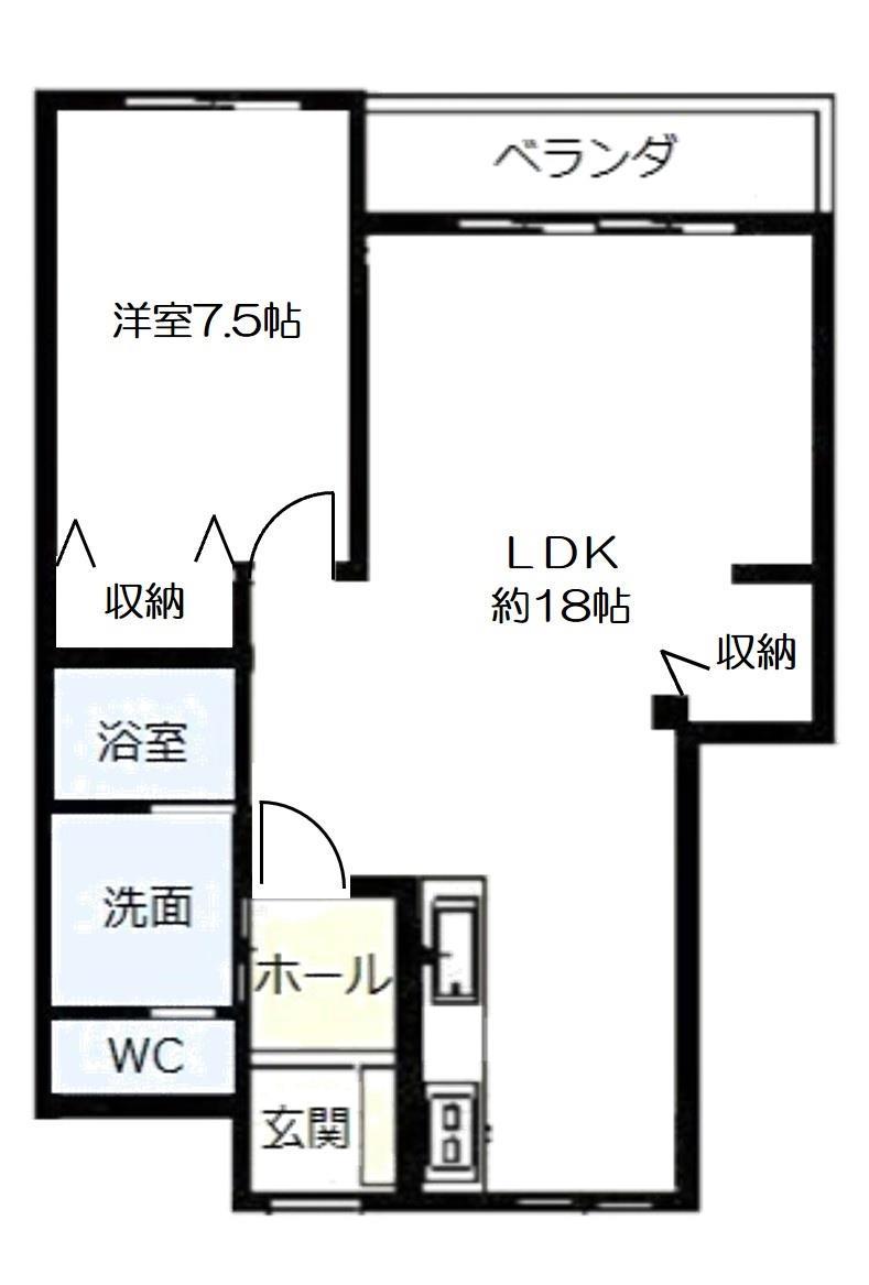 ベルクレエ長江(1LDK/2階)の間取り写真