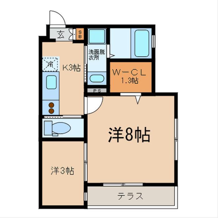 AURA MAISON(2K/1階)の間取り写真