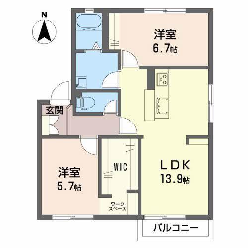 フレグランス西尾張部C棟(2LDK/1階)の間取り写真