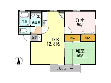 セジュール石井(2LDK/1階)の間取り写真