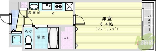 プレサンス新大阪クレスタ(1K/4階)の間取り写真