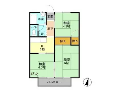 コーポ冨田I(3K/2階)の間取り写真
