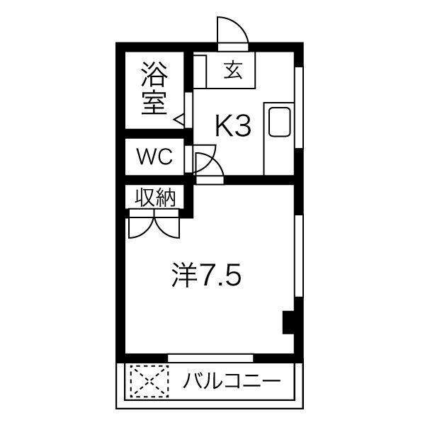 ハイコーポマイウェイ(1K/2階)の間取り写真