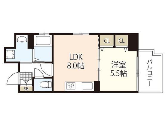 ISTYLE千田町(1LDK/13階)の間取り写真