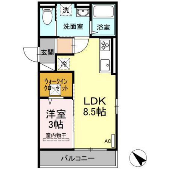 タウン中筋(1LDK/1階)の間取り写真