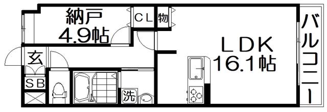 ヤマノテ プラッツ(1LDK/2階)の間取り写真