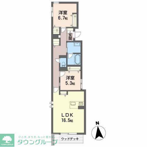 パール雪見(2LDK/1階)の間取り写真