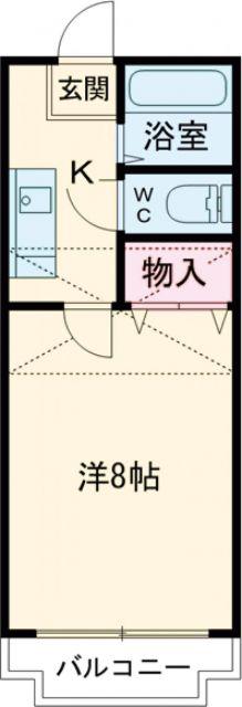 ソレアード遠見塚 弐(1K/1階)の間取り写真